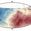 Mappa del cielo che indica la provenienza dei raggi cosmici di alta energia